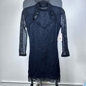 Free People Elegant Black Lace Dress Size S